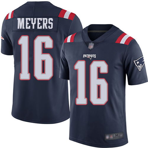New England Patriots Football #16 Rush Vapor Limited Navy Blue Men Jakobi Meyers NFL Jersey->youth nfl jersey->Youth Jersey